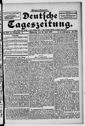 Deutsche Tageszeitung vom 31.07.1907