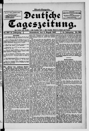 Deutsche Tageszeitung on Aug 3, 1907