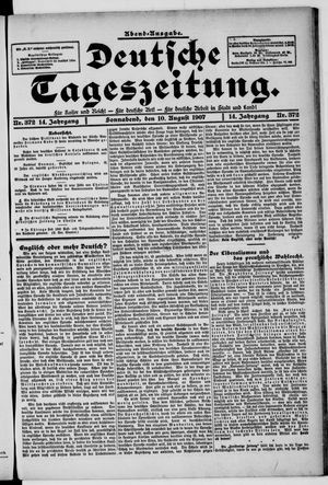 Deutsche Tageszeitung on Aug 10, 1907