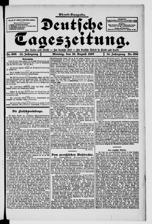 Deutsche Tageszeitung on Aug 19, 1907
