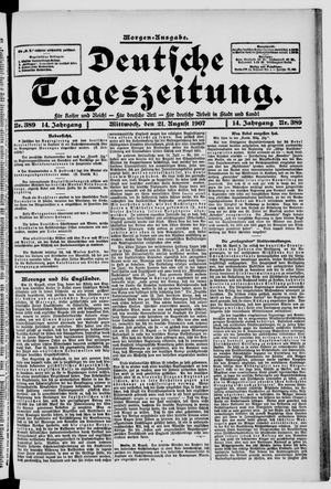Deutsche Tageszeitung on Aug 21, 1907