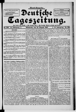 Deutsche Tageszeitung on Aug 21, 1907