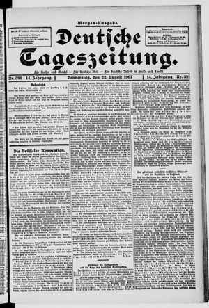 Deutsche Tageszeitung on Aug 22, 1907
