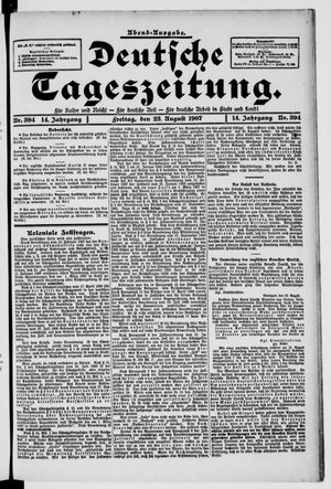 Deutsche Tageszeitung on Aug 23, 1907