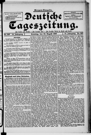 Deutsche Tageszeitung vom 25.08.1907
