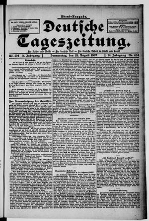 Deutsche Tageszeitung vom 29.08.1907