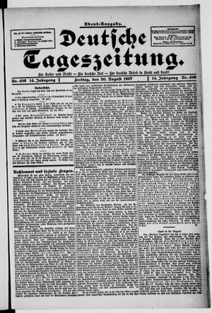Deutsche Tageszeitung on Aug 30, 1907
