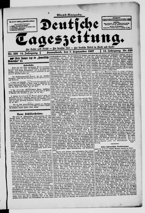 Deutsche Tageszeitung on Sep 7, 1907