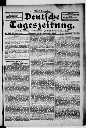Deutsche Tageszeitung on Sep 18, 1907