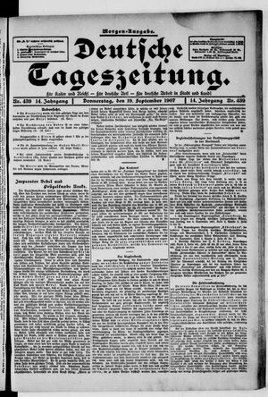 Deutsche Tageszeitung on Sep 19, 1907