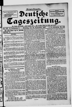 Deutsche Tageszeitung on Sep 22, 1907