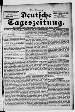 Deutsche Tageszeitung vom 25.09.1907