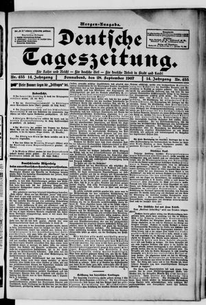 Deutsche Tageszeitung vom 28.09.1907