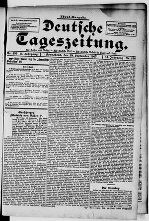 Deutsche Tageszeitung vom 28.09.1907