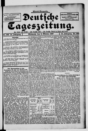 Deutsche Tageszeitung on Oct 2, 1907