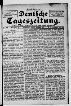 Deutsche Tageszeitung on Oct 3, 1907