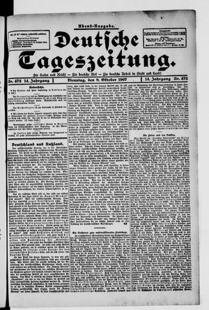 Deutsche Tageszeitung on Oct 8, 1907