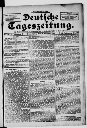 Deutsche Tageszeitung vom 10.10.1907