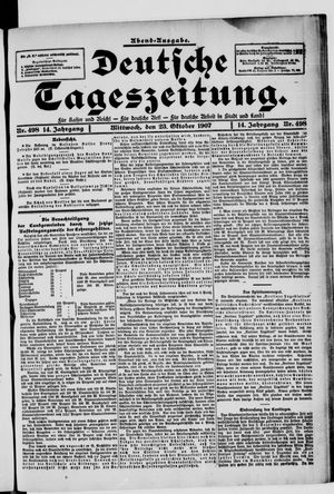 Deutsche Tageszeitung on Oct 23, 1907