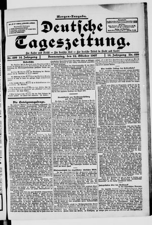 Deutsche Tageszeitung on Oct 24, 1907