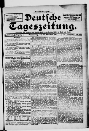 Deutsche Tageszeitung on Oct 24, 1907
