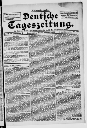 Deutsche Tageszeitung vom 31.10.1907