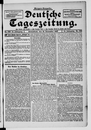 Deutsche Tageszeitung on Nov 16, 1907
