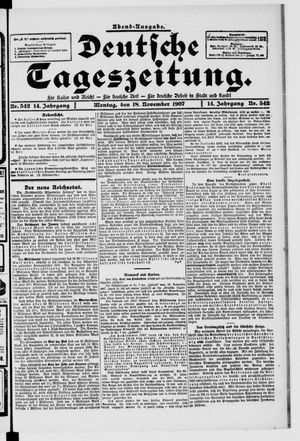 Deutsche Tageszeitung on Nov 18, 1907