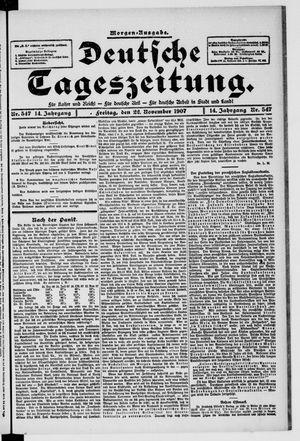 Deutsche Tageszeitung on Nov 22, 1907