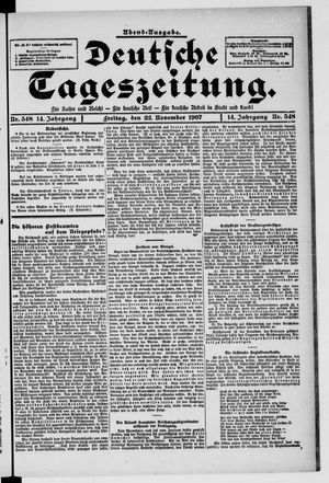 Deutsche Tageszeitung on Nov 22, 1907