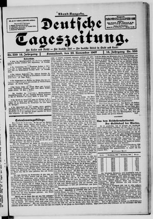 Deutsche Tageszeitung on Nov 23, 1907