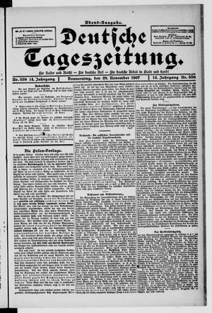 Deutsche Tageszeitung on Nov 28, 1907