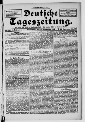 Deutsche Tageszeitung on Nov 28, 1907