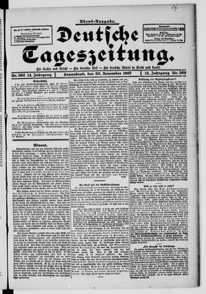 Deutsche Tageszeitung vom 30.11.1907