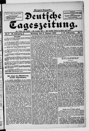 Deutsche Tageszeitung vom 05.01.1908