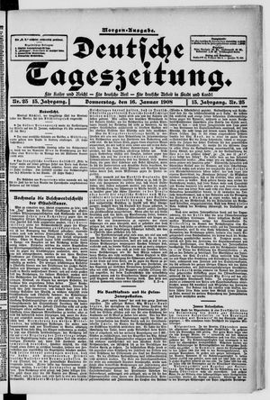 Deutsche Tageszeitung on Jan 16, 1908