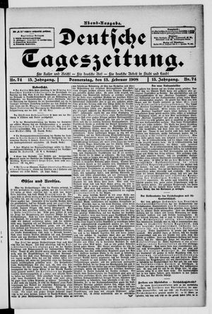Deutsche Tageszeitung vom 13.02.1908