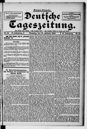 Deutsche Tageszeitung vom 18.02.1908