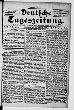 Deutsche Tageszeitung on Feb 19, 1908