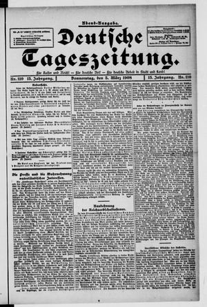 Deutsche Tageszeitung vom 05.03.1908