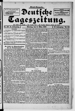 Deutsche Tageszeitung on Mar 9, 1908