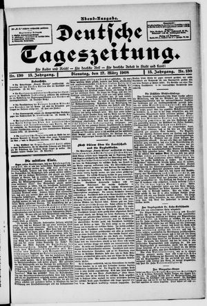 Deutsche Tageszeitung on Mar 17, 1908