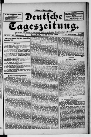 Deutsche Tageszeitung on Apr 11, 1908