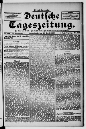 Deutsche Tageszeitung vom 18.04.1908