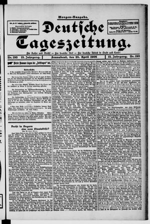 Deutsche Tageszeitung vom 25.04.1908