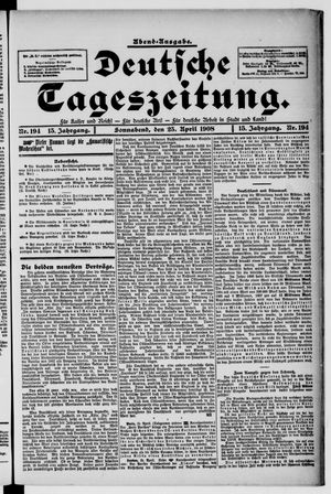 Deutsche Tageszeitung vom 25.04.1908