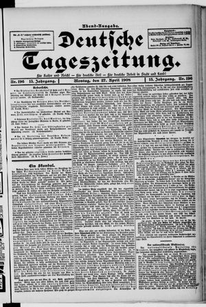 Deutsche Tageszeitung on Apr 27, 1908
