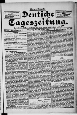 Deutsche Tageszeitung vom 28.04.1908