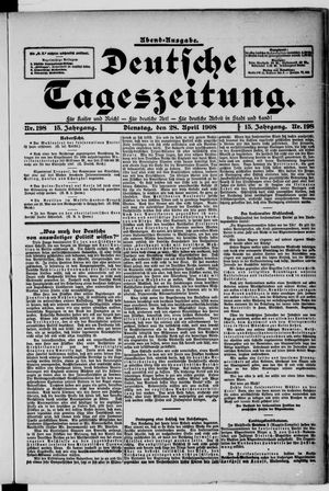 Deutsche Tageszeitung vom 28.04.1908