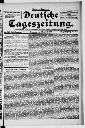 Deutsche Tageszeitung on Jul 26, 1908